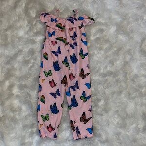 Adorable Pink Butterfly Print Kids Romper
